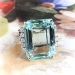 Vintage Aquamarine Diamond Ring 14.65ct t.w. Cocktail Statement Ring 14k
