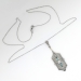 Art Deco 1930's Aquamarine Diamond Seed Pearl Filigree Pendant Necklace 14k White Gold