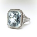 Art Deco Aquamarine Ring Circa 1930's 4.66ct Birthstone Cocktail Wedding Engagement Filigree Hand Engraved Ring 18k White Gold
