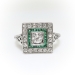 Art Deco Engagement Ring .83ct t.w. Circa 1930's Diamond & Lab Emerald Engagement Wedding Ring 18k White Gold