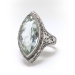 Art Deco Aquamarine Ring Circa 1930's Vintage 3.30ct Marquise Birthstone Cocktail Wedding Filigree Ring 18k White Gold