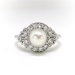 Vintage Pearl Diamond Ring Circa 1940's .30ct t.w. Birthstone Wedding Engagement Ring Platinum