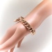 Antique Victorian 9ct Rose and Yellow Gold Link Bracelet with Heart Padlock for 7.25 wrist