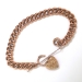 Antique Victorian 9ct Rose and Yellow Gold Link Bracelet with Heart Padlock for 7.25 wrist
