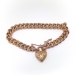 Antique Victorian 9ct Rose and Yellow Gold Link Bracelet with Heart Padlock for 7.25 wrist