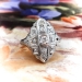Vintage Diamond Navette Ring Circa 1930's .49ct. tw. Art Deco Statement Engagement Ring Palladium