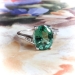 Vintage Tourmaline Diamond Ring Circa 1950's Mint Green Three Stone Birthstone Cocktail Ring 18k White Gold