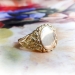 Antique Gold Signet Ring Victorian 1890's Monogram Ring Lily Of The Valley Iris Motif Flower Floral Initial Cigar Band Ring 14k Yellow Gold