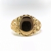 Antique Gold Signet Ring Victorian 1890's Monogram Ring Lily Of The Valley Iris Motif Flower Floral Initial Cigar Band Ring 14k Yellow Gold