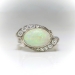 Vintage Opal Diamond Ring Circa 1950's 2.03ct t.w. White Oval Opal Birthstone Cocktail Engagement Ring 14k White Gold