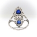 Antique Marcus & Co Circa 1920's Edwardian 1.42ct t.w. Natural Blue Sapphire Diamond Ring Platinum