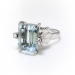 Vintage Aquamarine Diamond Ring Circa 1940's 4.62ct t.w. Emerald Cut Birthstone Cocktail Statement Wedding Engagement Ring 18k White Gold