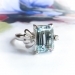 Vintage Aquamarine Diamond Ring Circa 1940's 4.62ct t.w. Emerald Cut Birthstone Cocktail Statement Wedding Engagement Ring 18k White Gold