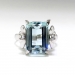 Vintage Aquamarine Diamond Ring Circa 1940's 4.62ct t.w. Emerald Cut Birthstone Cocktail Statement Wedding Engagement Ring 18k White Gold
