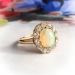 Antique Opal Diamond Ring Circa 1920's Edwardian 1.53ct t.w. Old European Cut Diamond Halo Statement Unique Engagement Ring 14k Yellow Gold