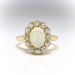 Antique Opal Diamond Ring Circa 1920's Edwardian 1.53ct t.w. Old European Cut Diamond Halo Statement Unique Engagement Ring 14k Yellow Gold
