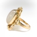 Antique Moonstone Diamond Ring Art Nouveau Circa 1900's 4.95ct t.w. Vintage Navette Old European Cut Three Stone Ring 14k Yellow Gold