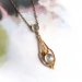 Antique Moonstone Pendant Necklace Circa 1900's Art Nouveau 2.58ct t.w. Hand Engraved Push Present Wedding Gift 9ct Yellow Gold 16' Inches