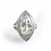 Art Deco Aquamarine Ring Circa 1930's 4.03ct Vintage Marquise Light Blue Aquamarine Birthstone Cocktail Wedding Filigree Ring 14k White Gold