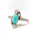 Antique Turquoise Diamond Ring Edwardian 1920's .96ct t.w. Toi Et Moi Bypass Natural Turquoise & Old European Cut Diamond 18k Platinum