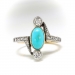 Antique Turquoise Diamond Ring Edwardian 1920's .96ct t.w. Toi Et Moi Bypass Natural Turquoise & Old European Cut Diamond 18k Platinum