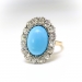 Antique Turquoise Diamond Ring Circa 1900's 3.86ct t.w. Art Nouveau Old European Cut Vintage Halo Unique Engagement Ring 14k Gold Platinum