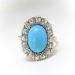 Antique Turquoise Diamond Ring Circa 1900's 3.86ct t.w. Art Nouveau Old European Cut Vintage Halo Unique Engagement Ring 14k Gold Platinum