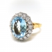 Vintage Aquamarine Diamond Ring Circa 1970's 4.57ct t.w. Oval Diamond Halo Cocktail Ring 18k Yellow White Gold