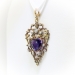 Antique Amethyst Diamond Pendant Vintage 1920's 5.17ct t.w. Edwardian Heart Shaped Old European Birthstone Charm Necklace 18k Gold Silver