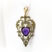 Antique Amethyst Diamond Pendant Vintage 1920's 5.17ct t.w. Edwardian Heart Shaped Old European Birthstone Charm Necklace 18k Gold Silver