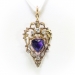 Antique Amethyst Diamond Pendant Vintage 1920's 5.17ct t.w. Edwardian Heart Shaped Old European Birthstone Charm Necklace 18k Gold Silver