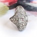 Vintage Art Diamond Ring Circa 1930's Antique 2ct t.w. Old European Cut Platinum Filigree Navette Anniversary Cocktail Ring Wedding Gift