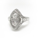 Art Deco .57ct.tw. Diamond Toi et Moi Floral Filigree Navette Ring 18K