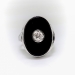 Edwardian Onyx Diamond Ring Antique 1920's .68ct Old European Cut Art Deco Mourning Cocktail Statement Memento Mori Ring 18k White Gold
