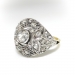 Art Deco 1.47ct t.w. Old European And Rose Cut Diamond Two Tone Cocktail Wedding Anniversary Ring 18k Gold