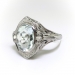 Vintage Aquamarine Diamond Ring 1.94ct t.w. Oval Art Deco 1930's Birthstone Wedding Engagement Filigree Cocktail Ring 10k White Gold