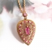 Antique Victorian Ruby and Diamond Crystal Quartz Locket Pendant Necklace 18k Yellow Gold With 18.5' Inch Matching Chain