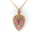 Antique Victorian Ruby and Diamond Crystal Quartz Locket Pendant Necklace 18k Yellow Gold With 18.5' Inch Matching Chain