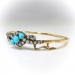 Antique Turquoise Diamond Bracelet 1890's 3.06ct t.w. Victorian Old European Cut Wedding Hinged Cuff 18k Yellow Gold Silver 6.5' Inches