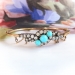 Antique Turquoise Diamond Bracelet 1890's 3.06ct t.w. Victorian Old European Cut Wedding Hinged Cuff 18k Yellow Gold Silver 6.5' Inches