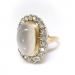 Antique Moonstone Diamond Ring Edwardian 16.82ct t.w. Antique Diamond Halo Two Tone Cocktail Statement Ring 10k 14k Yellow White Gold