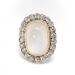 Antique Moonstone Diamond Ring Edwardian 16.82ct t.w. Antique Diamond Halo Two Tone Cocktail Statement Ring 10k 14k Yellow White Gold