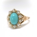 Antique Turquoise Diamond Ring Circa 1900's 2.33ct t.w. Art Nouveau Old European Cut Diamond Halo Unique Engagement Ring 14k Yellow Gold