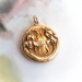 Antique Diamond Locket Pendant Circa 1900's .03ct Old European Cut Art Nouveau Iris Floral Pendant 10k Yellow Gold
