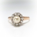 Antique Pearl Diamond Ring Art Nouveau 1900's .48ct t.w. Old European Cut Halo Cultured Pearl Engagement Wedding Ring 14k Yellow Gold