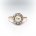 Antique Pearl Diamond Ring Art Nouveau 1900's .48ct t.w. Old European Cut Halo Cultured Pearl Engagement Wedding Ring 14k Yellow Gold