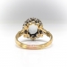 Vintage Moonstone Cabochon and Diamond Halo Ring Mid-Century 18k Yellow Gold and Platinum