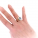 Vintage Moonstone Cabochon and Diamond Halo Ring Mid-Century 18k Yellow Gold and Platinum