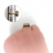 Vintage Moonstone Cabochon and Diamond Halo Ring Mid-Century 18k Yellow Gold and Platinum
