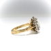 Vintage Moonstone Cabochon and Diamond Halo Ring Mid-Century 18k Yellow Gold and Platinum